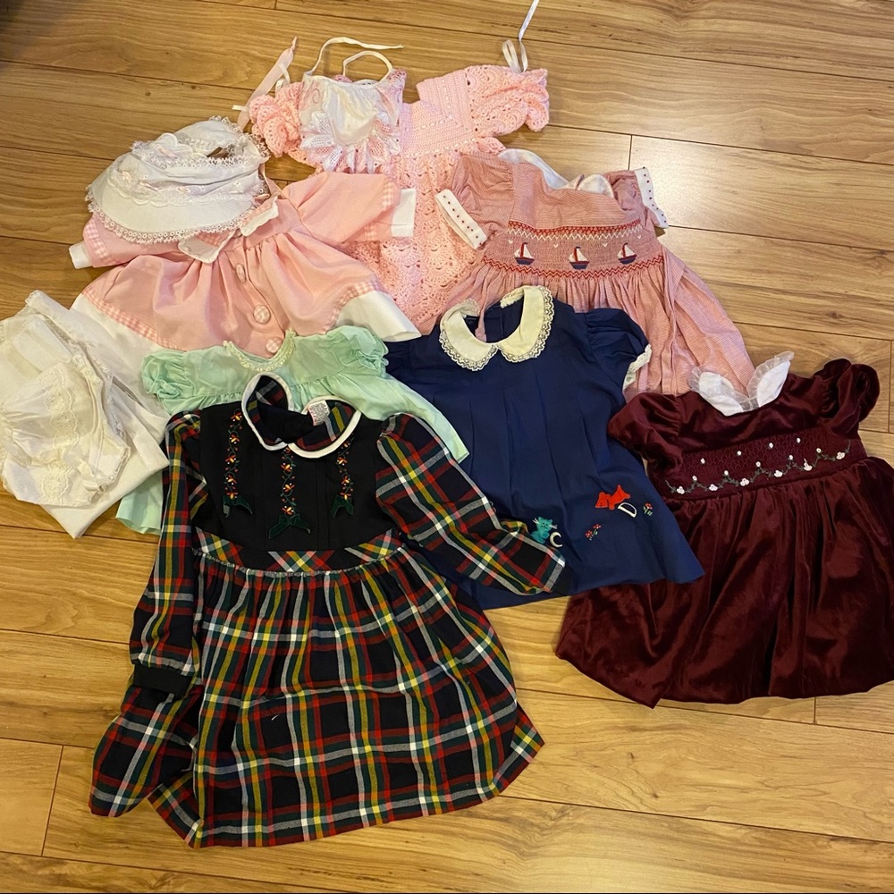 Lot of Vintage Girls Baby Dresses and Bonnets